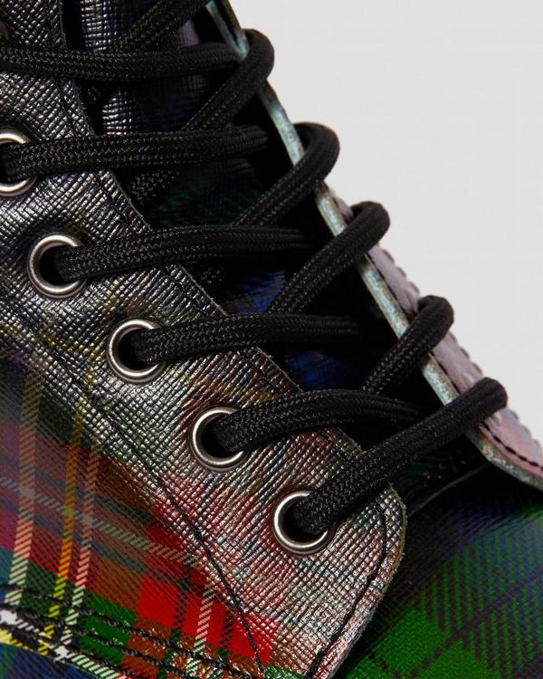 Dr Martens Dámské Kotníkové Boty 1460 Tartan Červené Černé Hnědé, CZ-468705